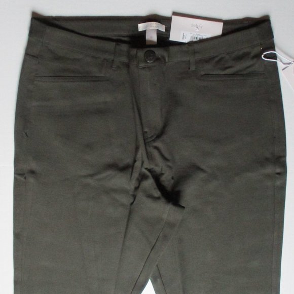 Dark Green Skinny Ankle Pants Stretch Rayon Fabric LC Lauren Conrad Sz 18 NWT - Picture 4 of 9